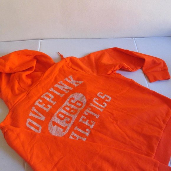 PINK Victoria Secret Fleece Everyday Zip-Up Hoodie Jacket XL Bright Orange Gold - Picture 2 of 9